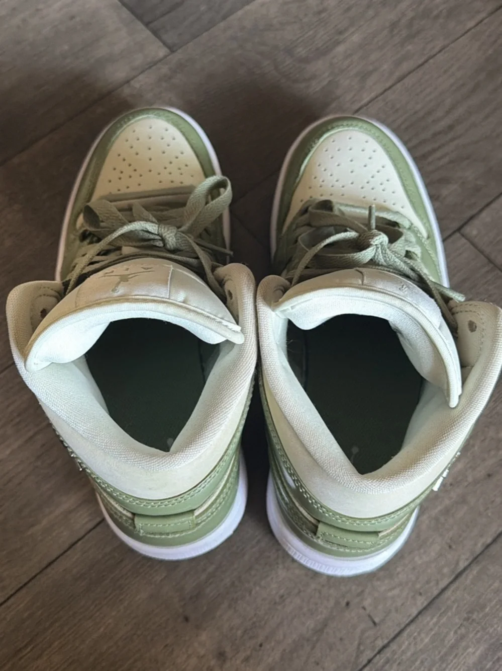 Jordan Kids Mid-Top Sneakers in Sage Green and Cream